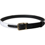 Dolce & Gabbana Black White Patchwork Gold Metal Buckle Belt WMB407-70