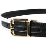 Dolce & Gabbana Black White Patchwork Gold Metal Buckle Belt WMB407-70