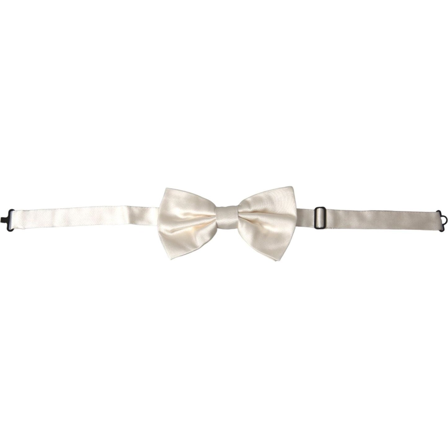 Dolce & Gabbana Off White Silk Adjustable Neck Men Bow Tie FT3845