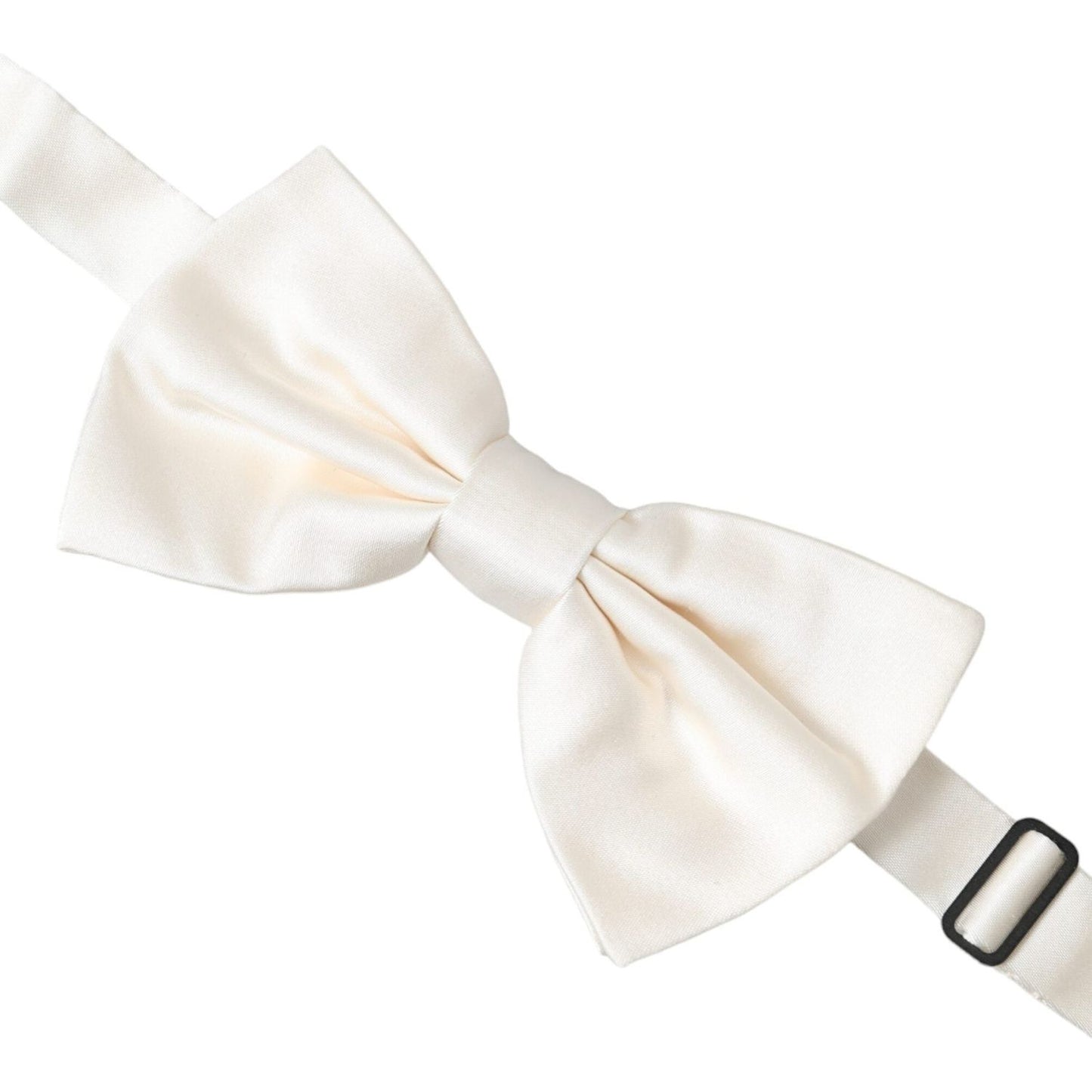 Dolce & Gabbana Off White Silk Adjustable Neck Men Bow Tie FT3845