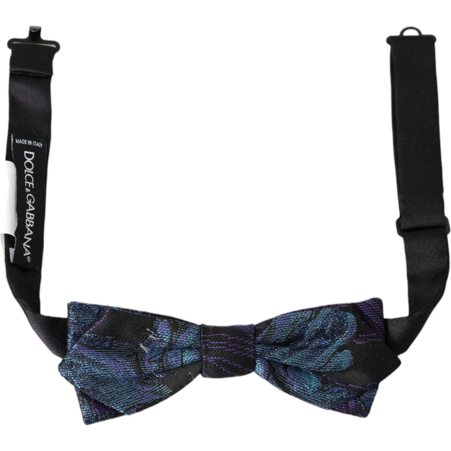 Dolce & Gabbana Black Blue Brocade Adjustable Neck Men Bow Tie FT3860