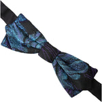 Dolce & Gabbana Black Blue Brocade Adjustable Neck Men Bow Tie FT3860
