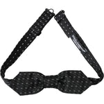 Dolce & Gabbana Black White Stitched Silk Men Neck Bow Tie FT3871