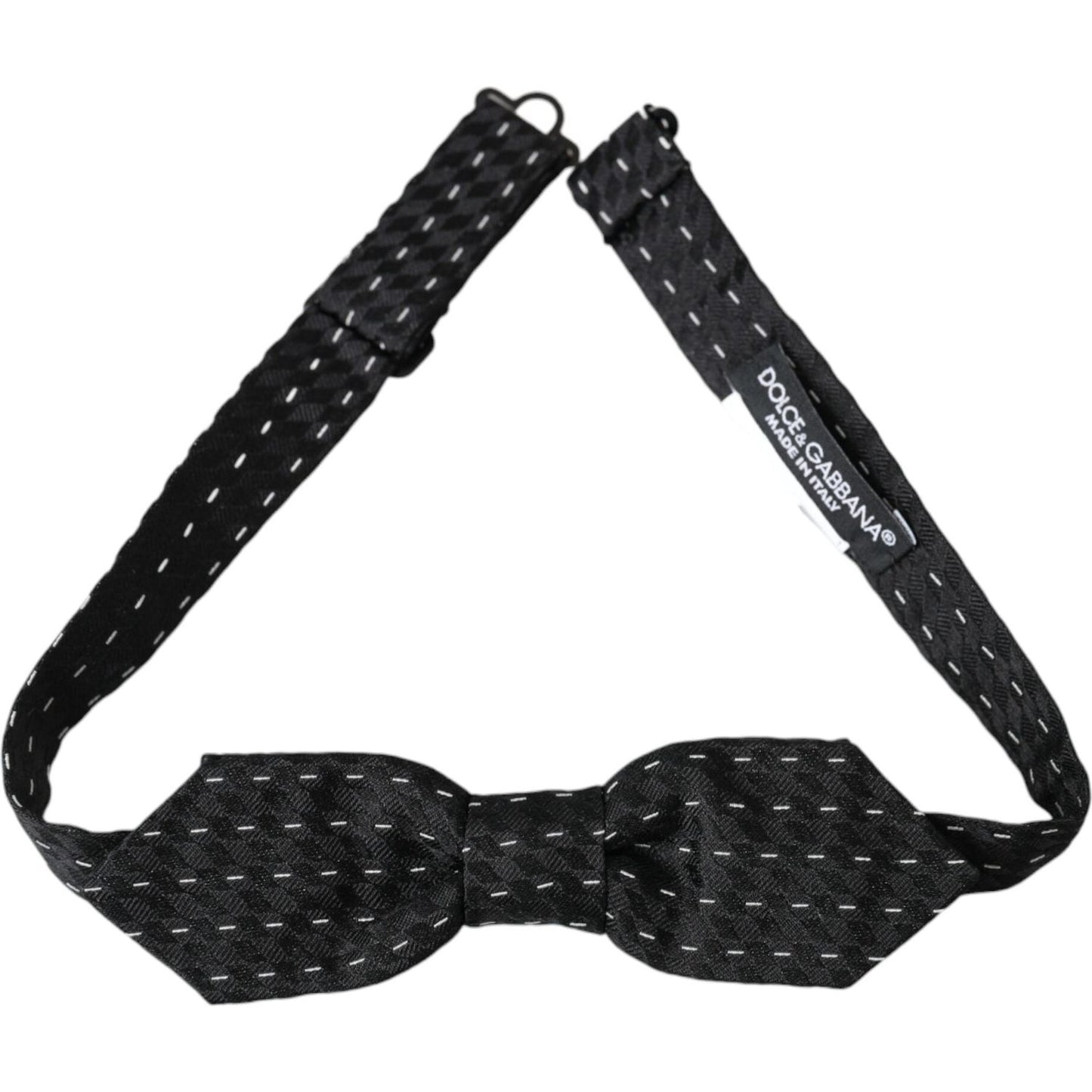 Dolce & Gabbana Black White Stitched Silk Men Neck Bow Tie FT3871
