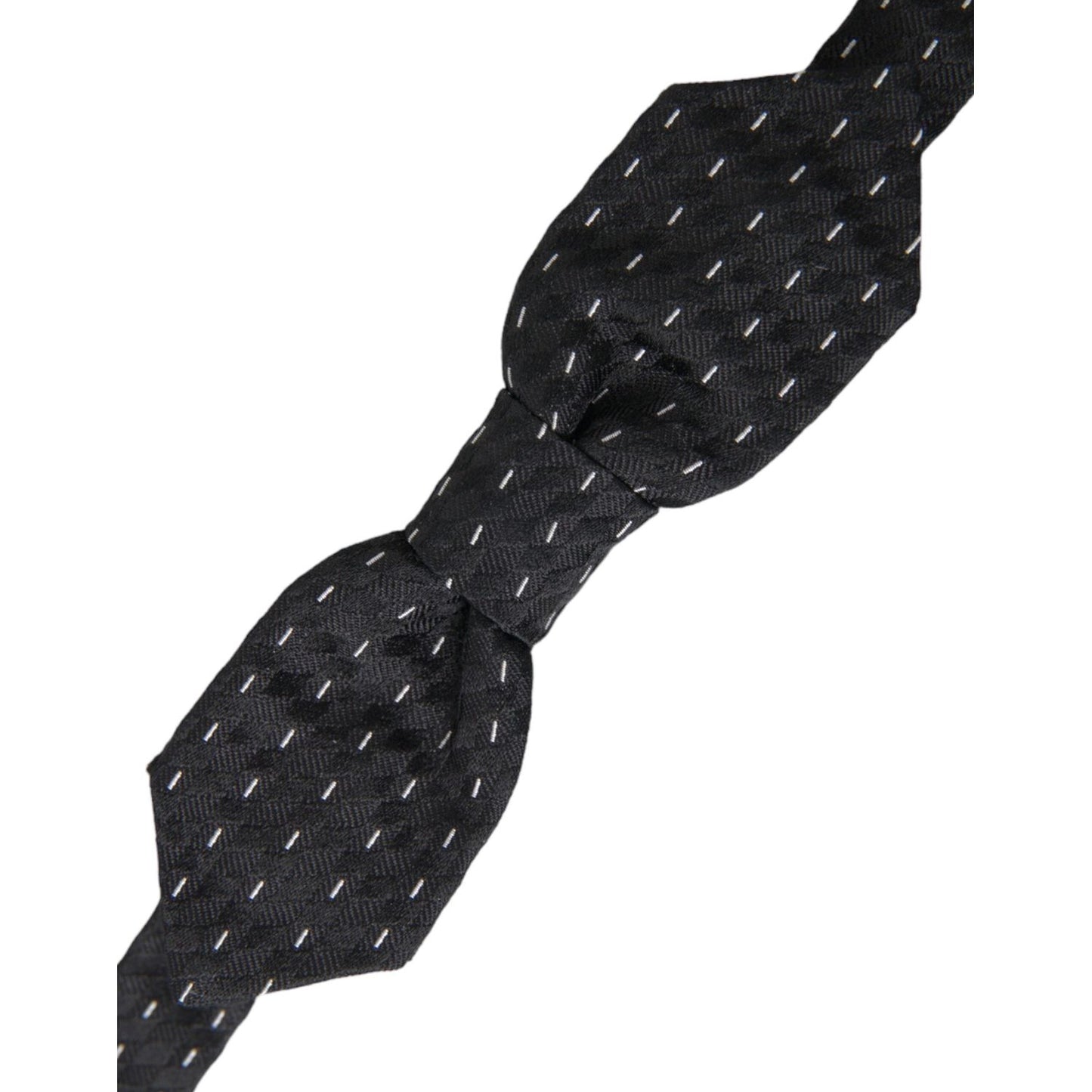 Dolce & Gabbana Black White Stitched Silk Men Neck Bow Tie FT3871