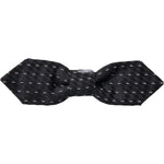 Dolce & Gabbana Black White Stitched Silk Men Neck Bow Tie FT3871