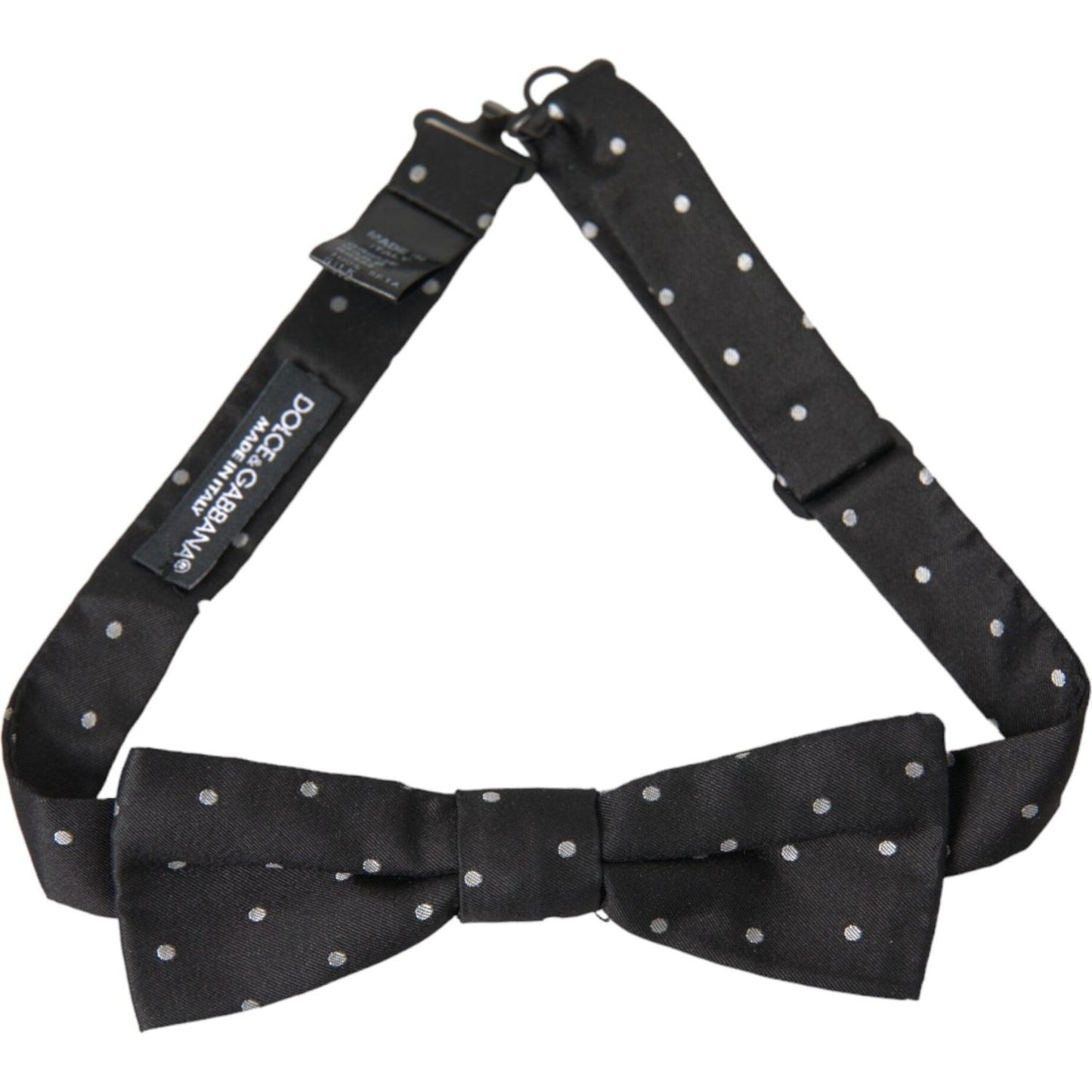 Dolce & Gabbana Black White Polka Dot Silk Men Neck Bow Tie FT3885