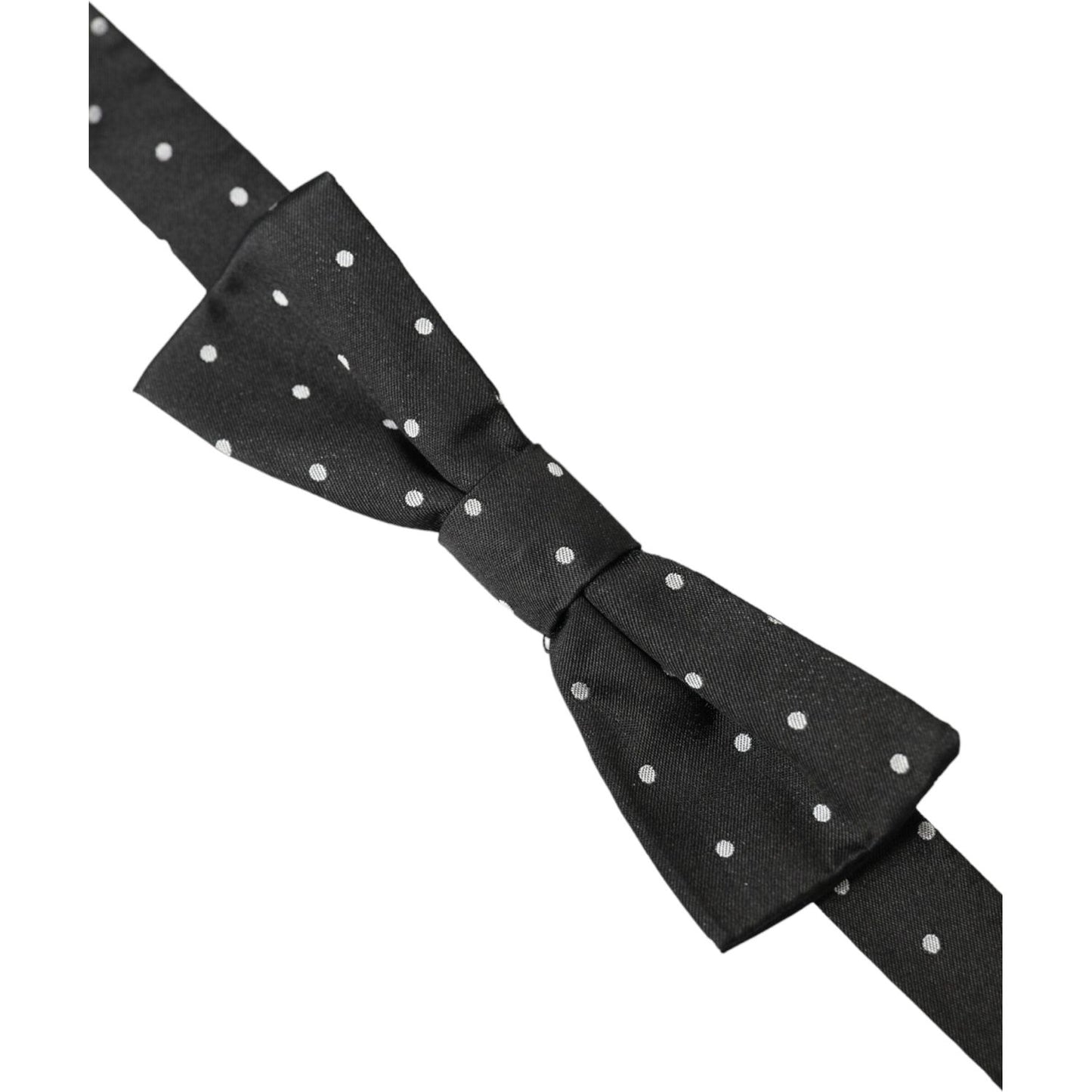 Dolce & Gabbana Black White Polka Dot Silk Men Neck Bow Tie FT3885