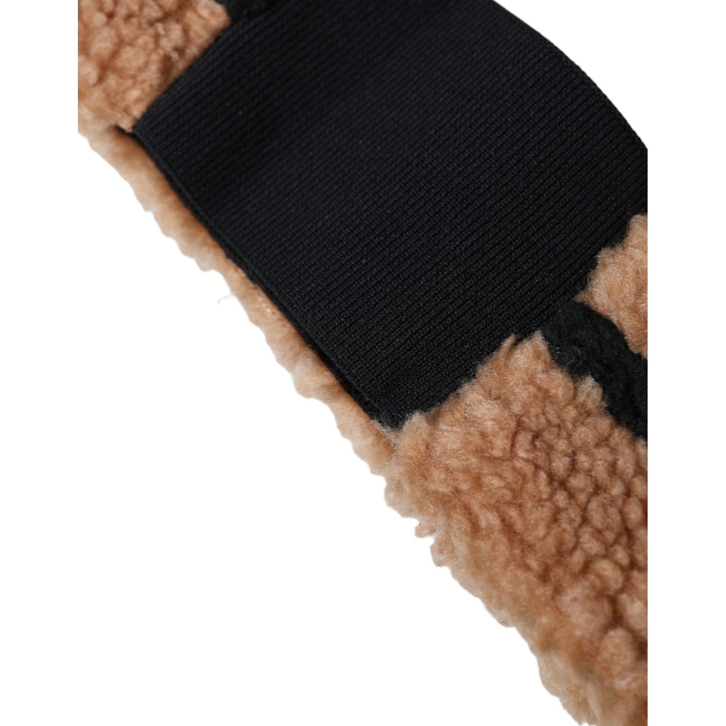 Dolce & Gabbana Brown Black Fleece Wool Head Band Hat Men HAT9596