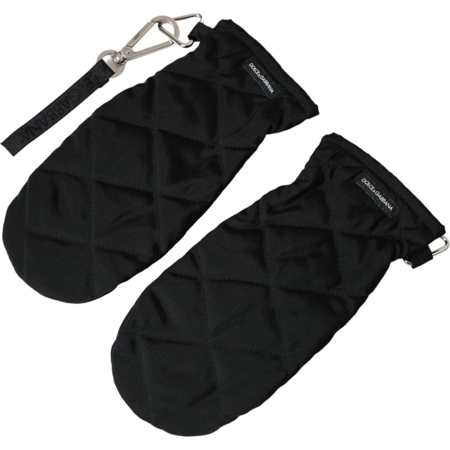 Dolce & Gabbana Black Quilted Nylon Wrist Length Mitten Gloves LB30132-7.5