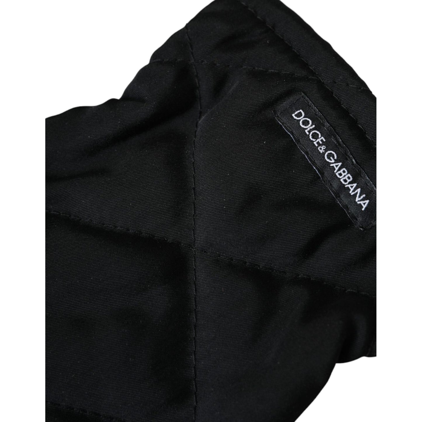 Dolce & Gabbana Black Quilted Nylon Wrist Length Mitten Gloves LB30132-7.5