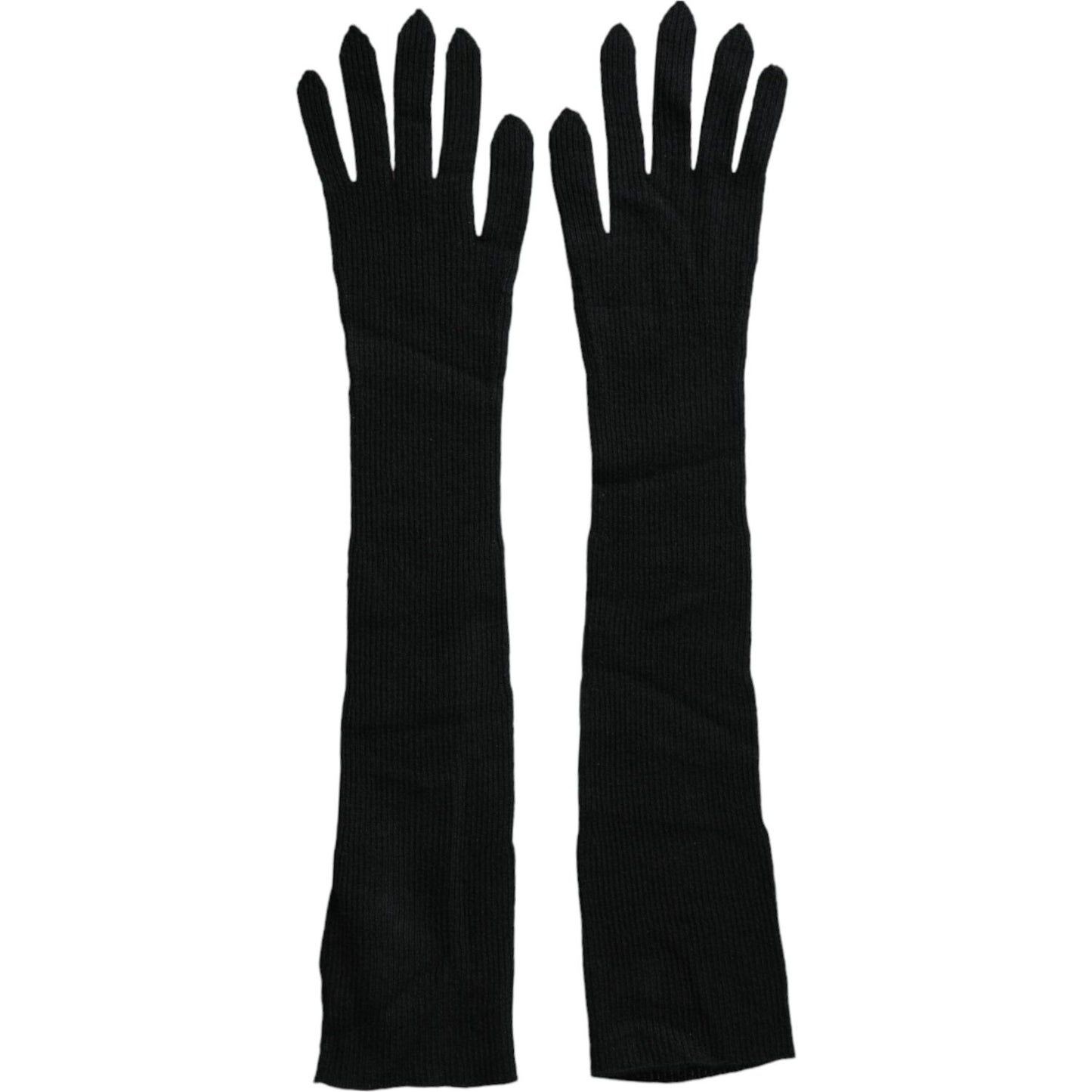 Dolce & Gabbana Black Cashmere Knitted Elbow Length Gloves LB30136-7