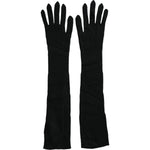 Dolce & Gabbana Black Cashmere Knitted Elbow Length Gloves LB30136-7