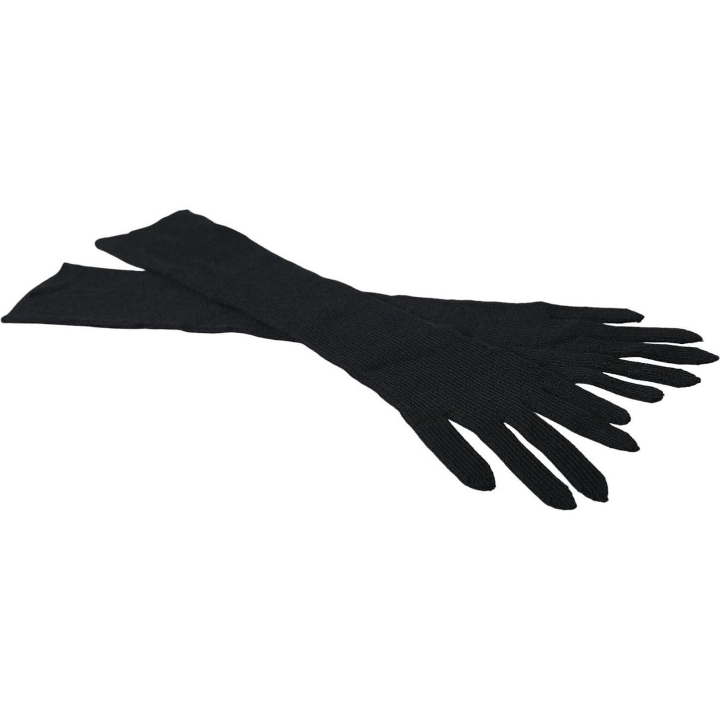 Dolce & Gabbana Black Cashmere Knitted Elbow Length Gloves LB30136-7