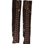 Dolce & Gabbana Brown Acetate Lace Up Fingerless Gloves LB30139-7.5