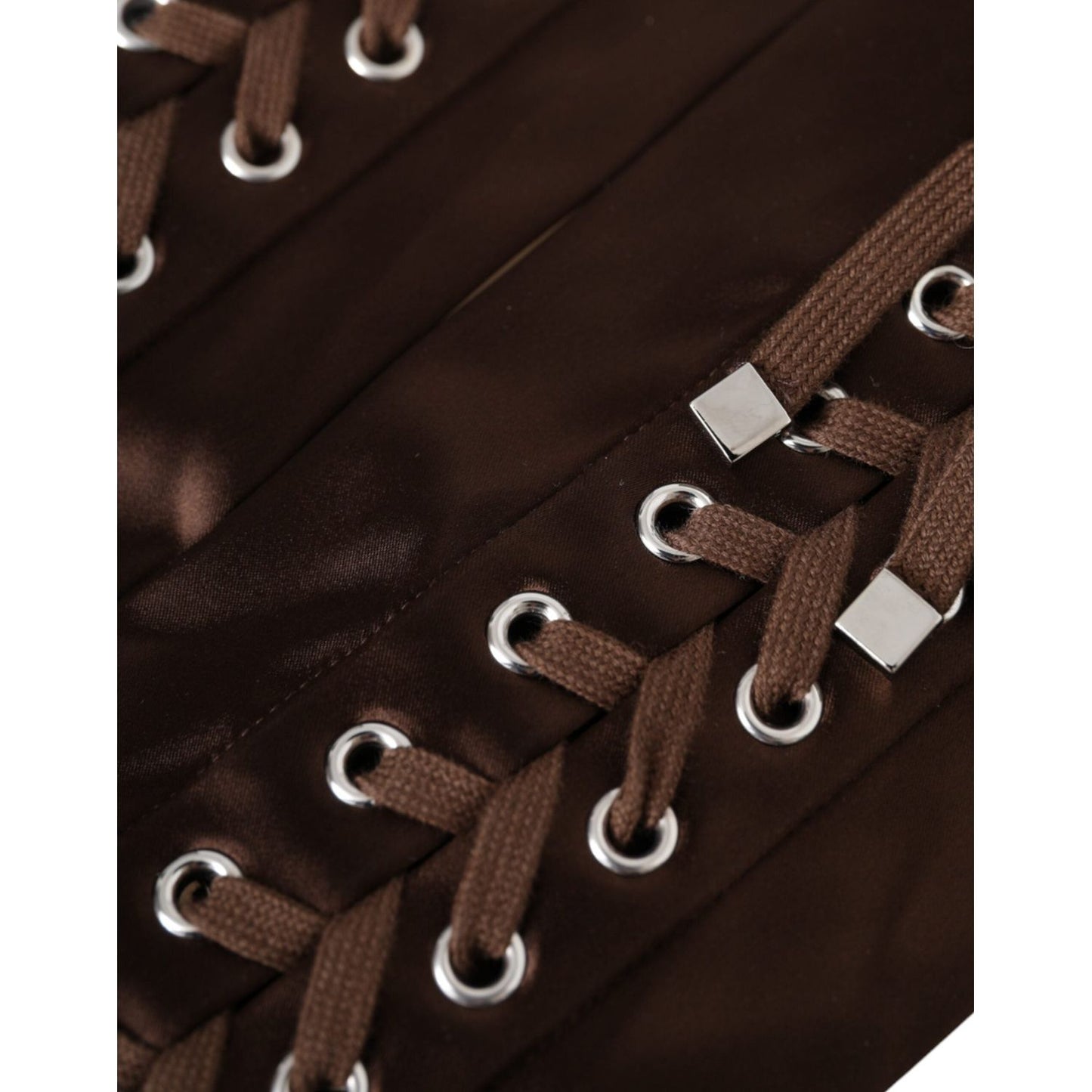 Dolce & Gabbana Brown Acetate Lace Up Fingerless Gloves LB30139-7.5