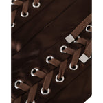 Dolce & Gabbana Brown Acetate Lace Up Fingerless Gloves LB30139-7.5