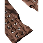 Dolce & Gabbana Brown Acetate Lace Up Fingerless Gloves LB30139-7.5