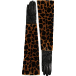 Dolce & Gabbana Brown Black Leopard Leather Elbow Length Gloves LB30140-6.5