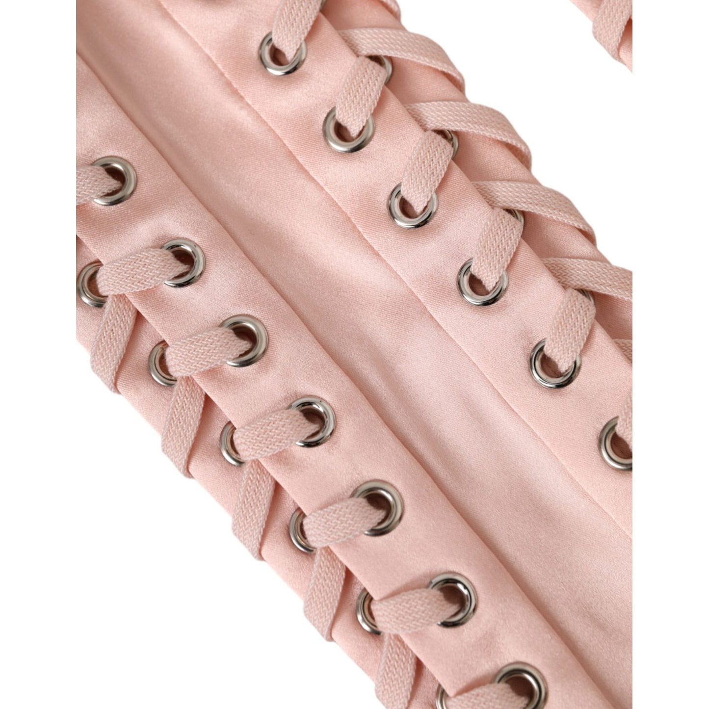 Dolce & Gabbana Pink Acetate Lace Up Fingerless Gloves LB30141-7.5