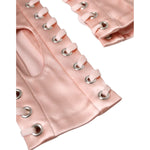 Dolce & Gabbana Pink Acetate Lace Up Fingerless Gloves LB30141-7.5