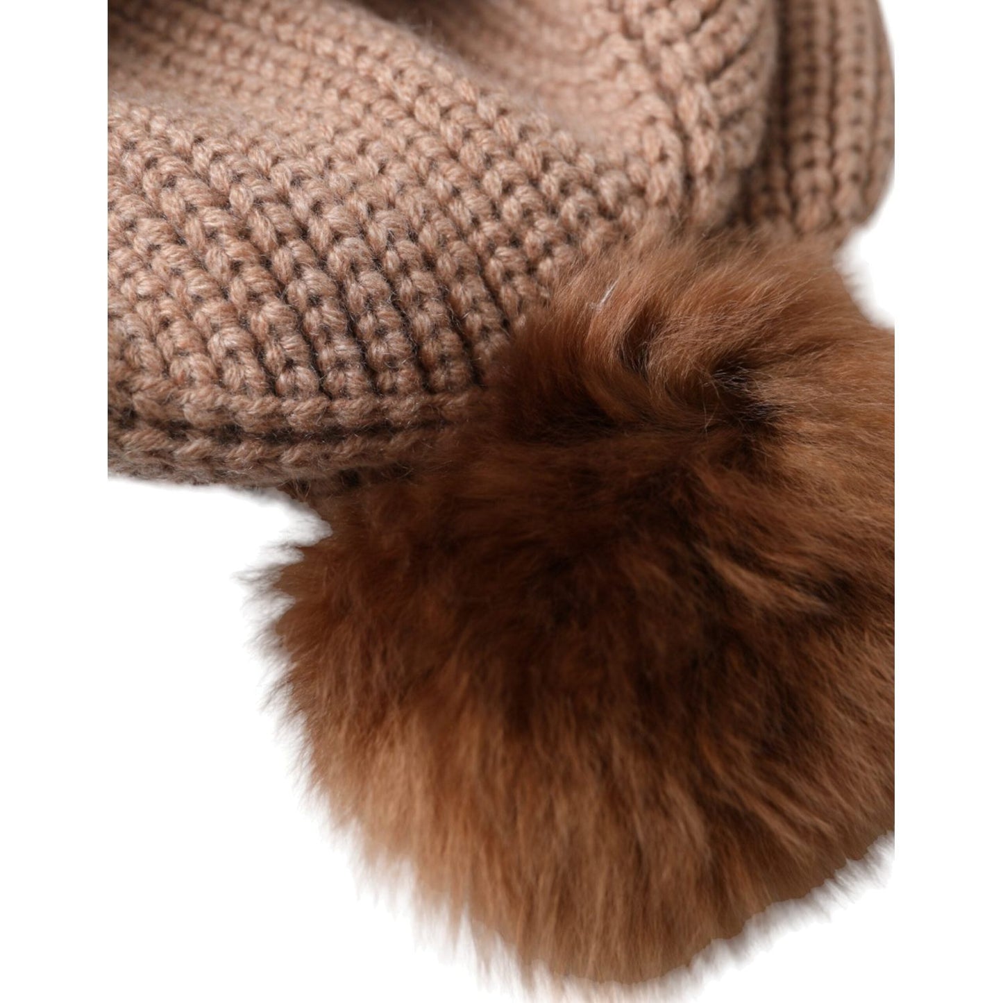 Dolce & Gabbana Brown Solid Knitted Fur Ball Winter Beanie Hat HAT9513-S