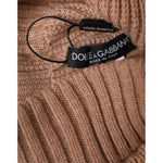 Dolce & Gabbana Brown Solid Knitted Fur Ball Winter Beanie Hat HAT9513-S