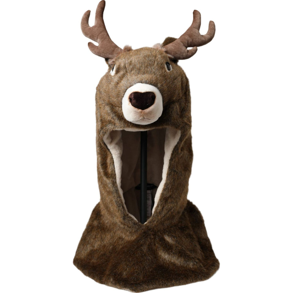Dolce & Gabbana Brown Deer Faux Fur Whole Head Hat HAT9557