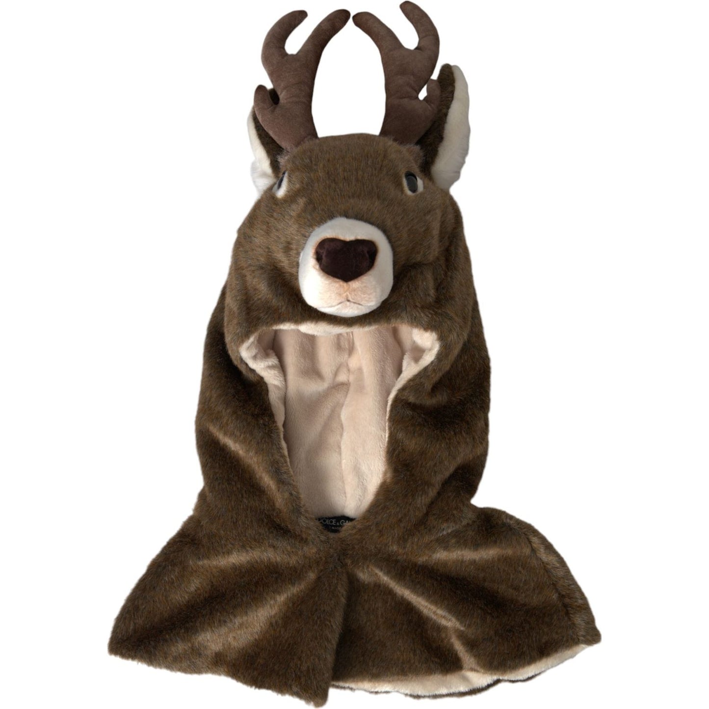 Dolce & Gabbana Brown Deer Faux Fur Whole Head Hat HAT9557