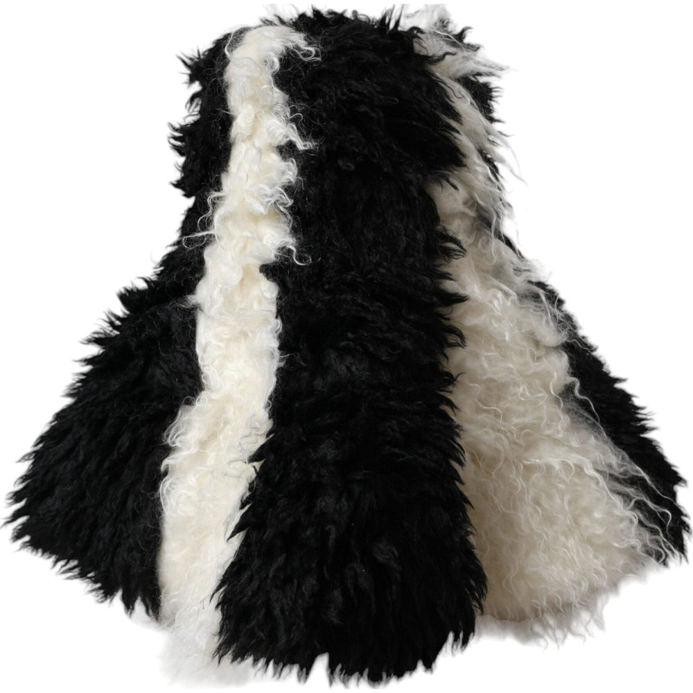 Dolce & Gabbana Black White Stripes Mohair Fur Bucket Hat HAT9559-57