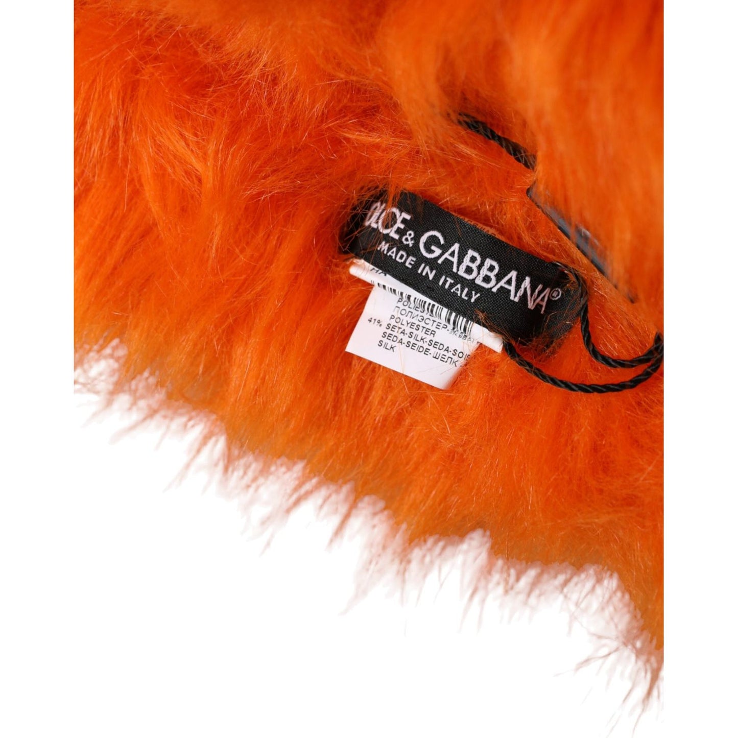 Dolce & Gabbana Orange Faux Fur Whole Head Wrap Hat HAT9570-57