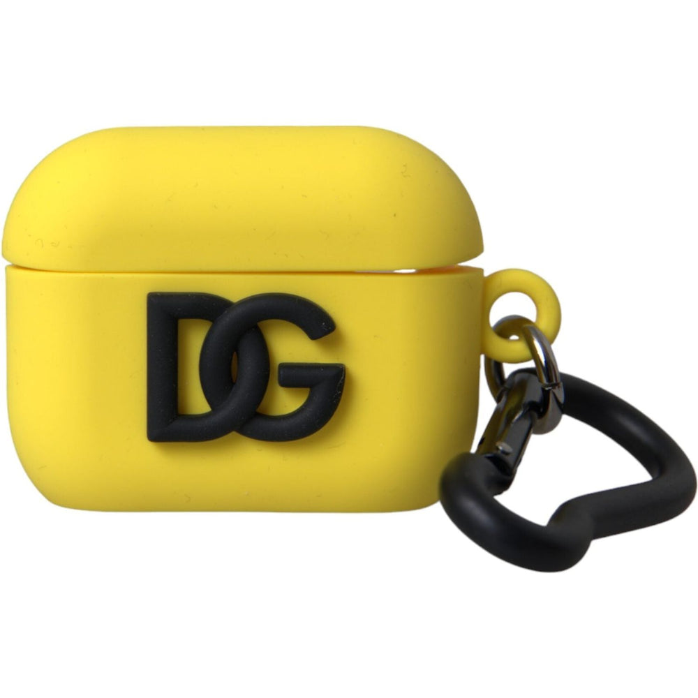 Dolce & Gabbana Yellow Silicone Logo Embossed Airpods Case SMY10258