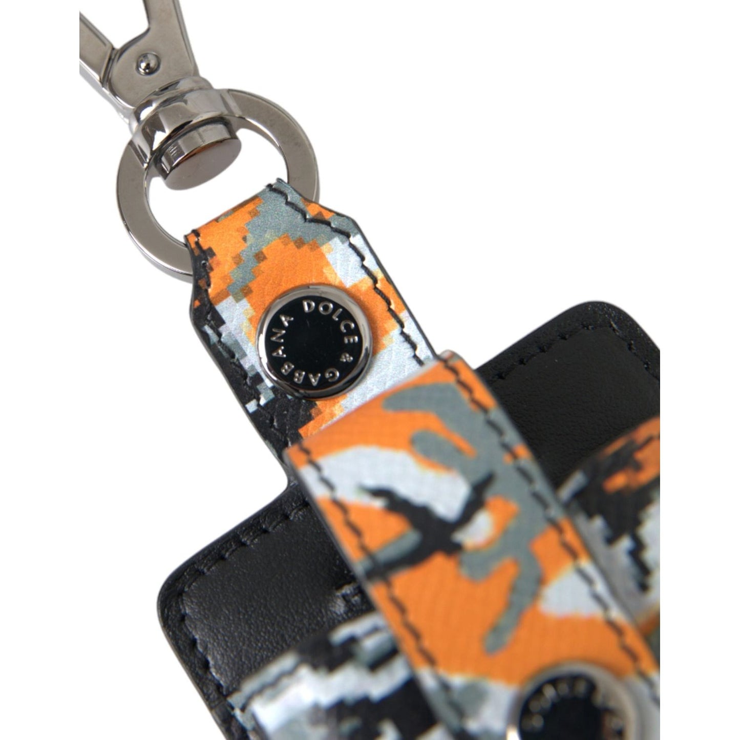 Dolce & Gabbana Multicolor Camouflage Print Leather Metal Airpods Case SMY10263