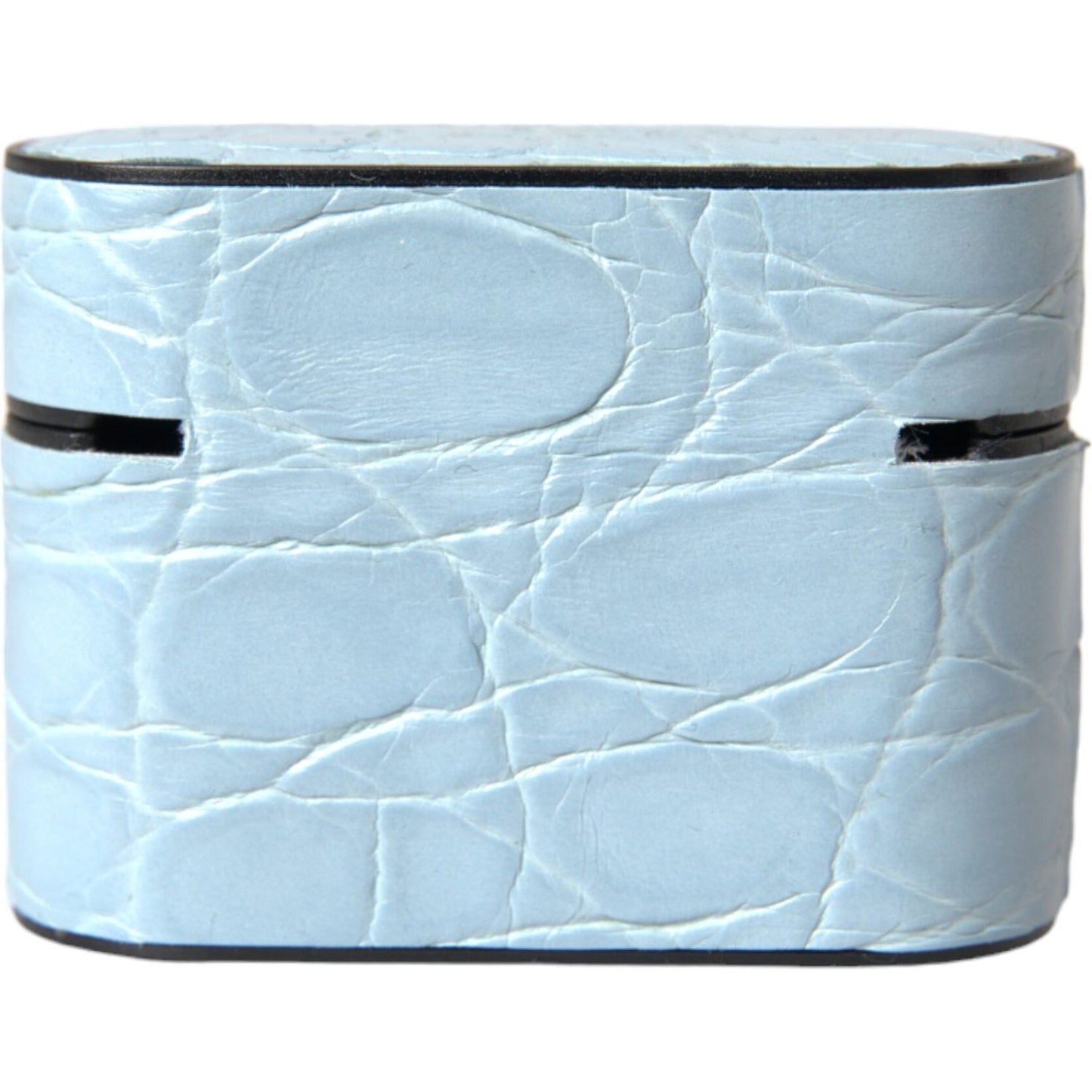 Dolce & Gabbana Light Blue Leather Metal Logo Plaque Airpods Case SMY10284