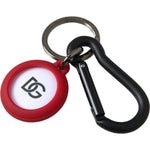 Dolce & Gabbana Red Rubber DG Logo Round Metal Brass Keyring Keychain SMY10269