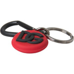 Dolce & Gabbana Red Rubber DG Logo Round Metal Brass Keyring Keychain SMY10269