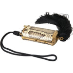 Dolce & Gabbana Beige Exotic Leather Mini Mirror Tassel Make Up Holder Bag SMY10314