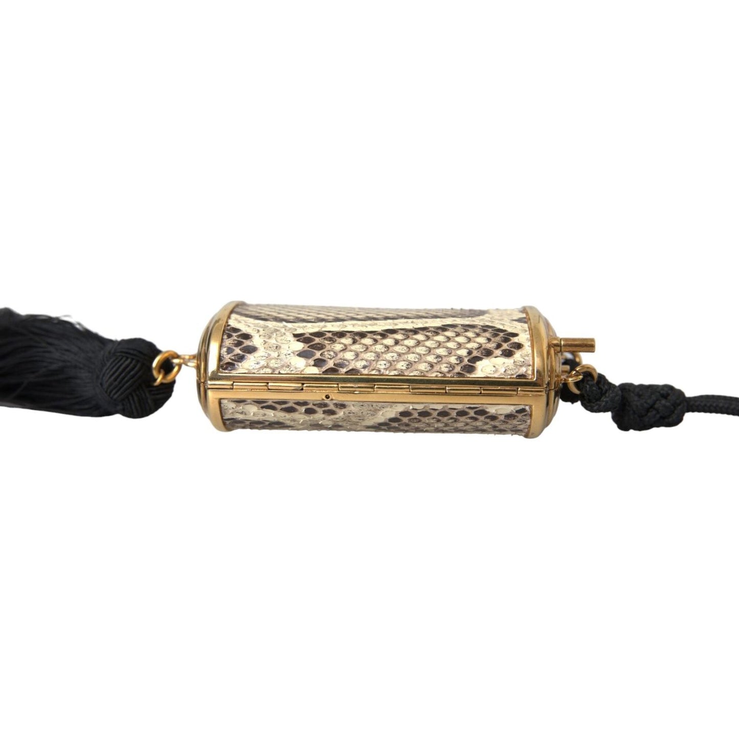 Dolce & Gabbana Beige Exotic Leather Mini Mirror Tassel Make Up Holder Bag SMY10314