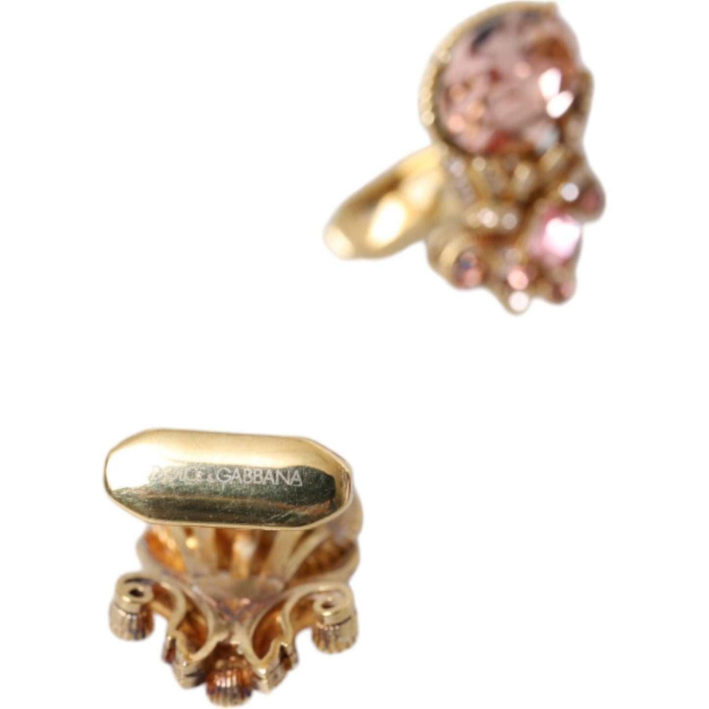 Dolce & Gabbana Gold Tone 925 Sterling Silver Crystal Cufflink SMY10176