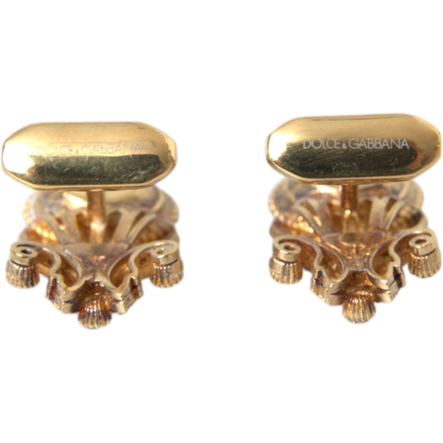 Dolce & Gabbana Gold Tone 925 Sterling Silver Crystal Cufflink SMY10176