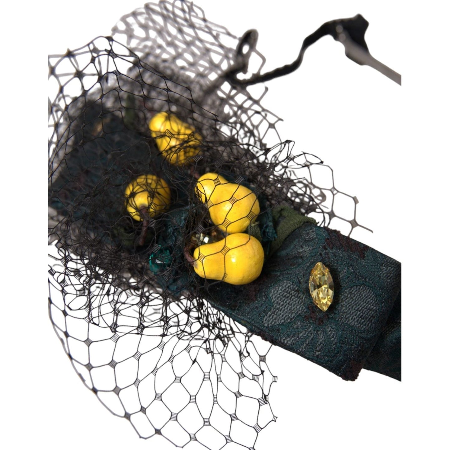 Dolce & Gabbana Black Lemons Sicily Purple Crystal Net Headband Diadem SMY10232