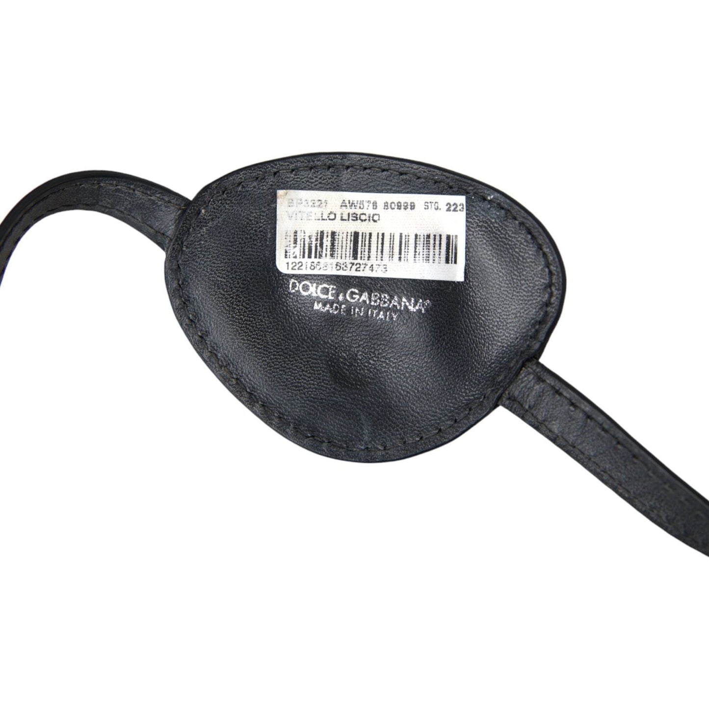 Dolce & Gabbana Black Calfskin Leather Metal DG Logo Eye Patch SMY10279
