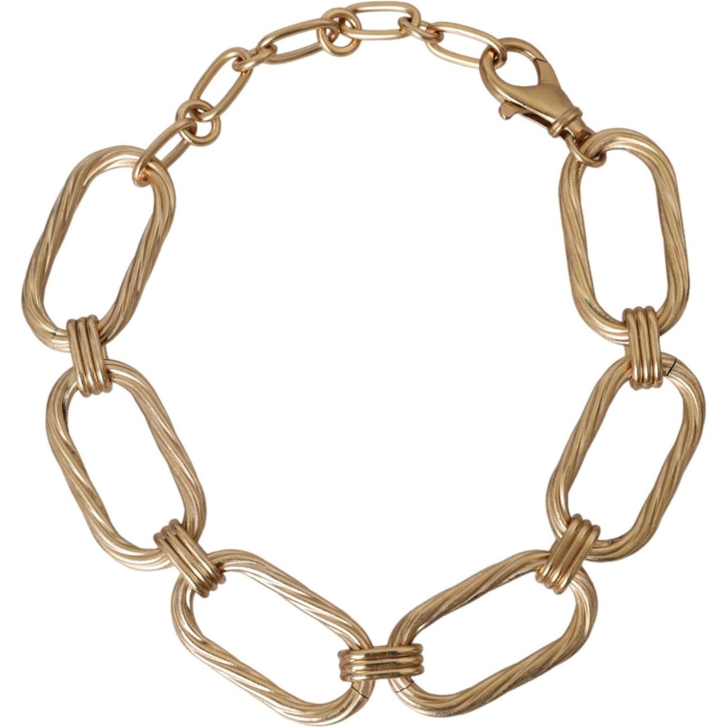 Dolce & Gabbana Gold Tone Brass Large Link Chain Jewelry Necklace Necklace