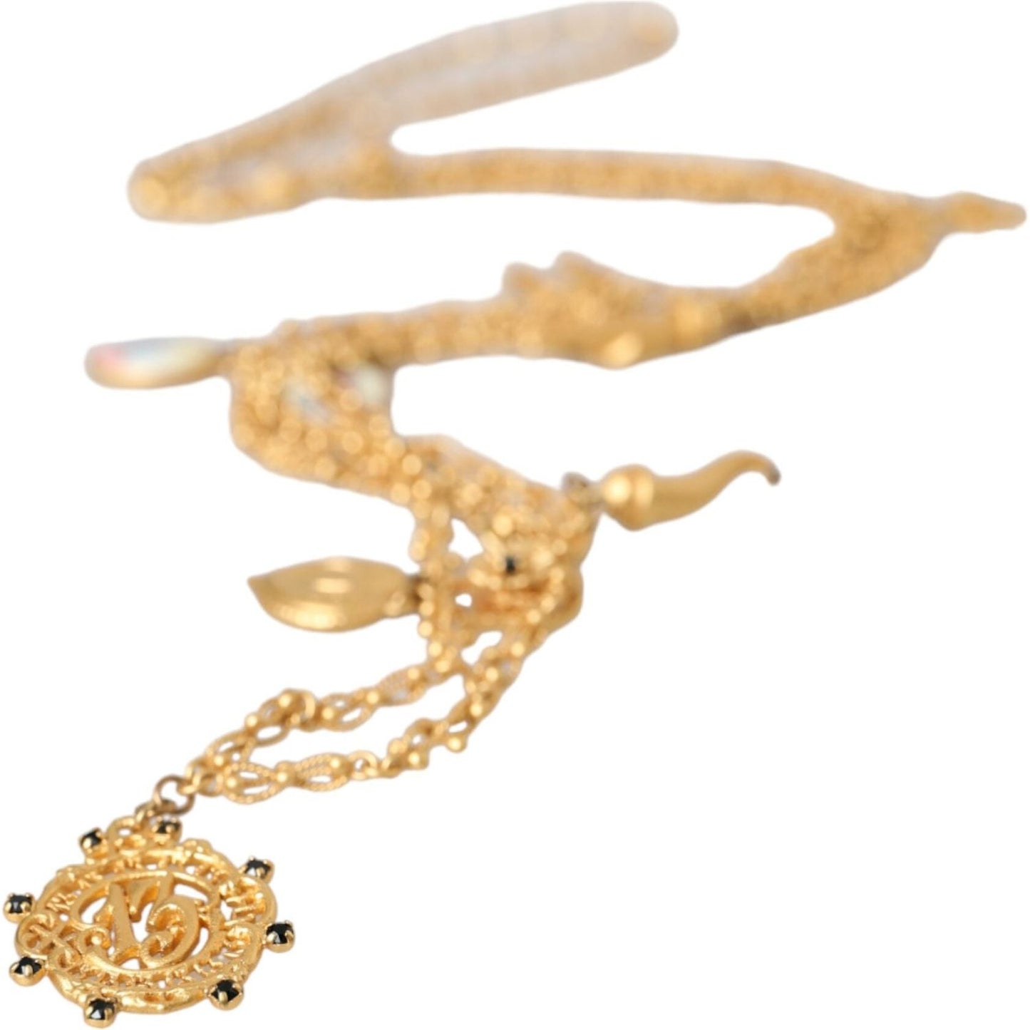Dolce & Gabbana Gold Tone Chain Brass Charm Statement Sicily Necklace Necklace