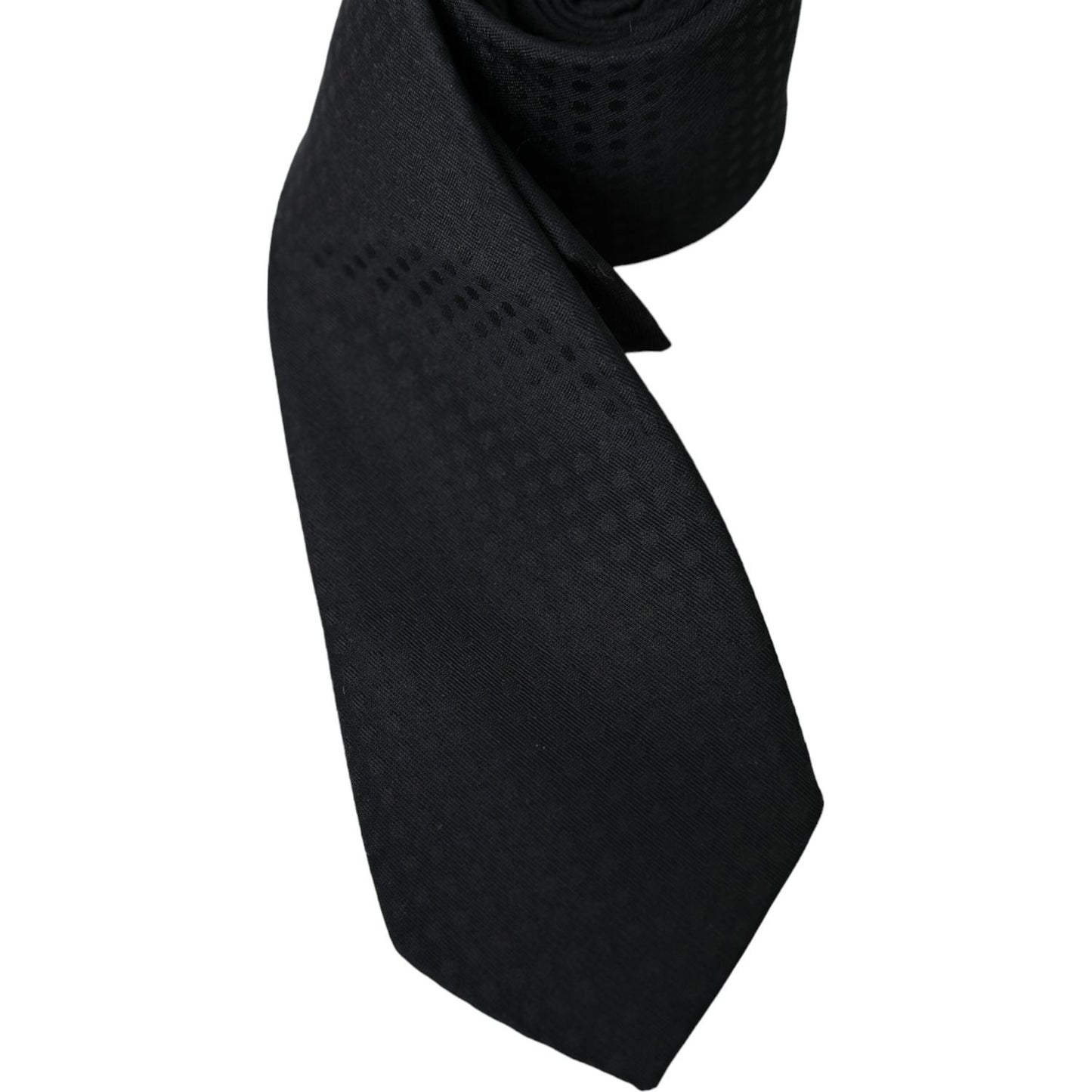 Dolce & Gabbana Black 100% Silk Adjustable Necktie Face Mask KRA3271