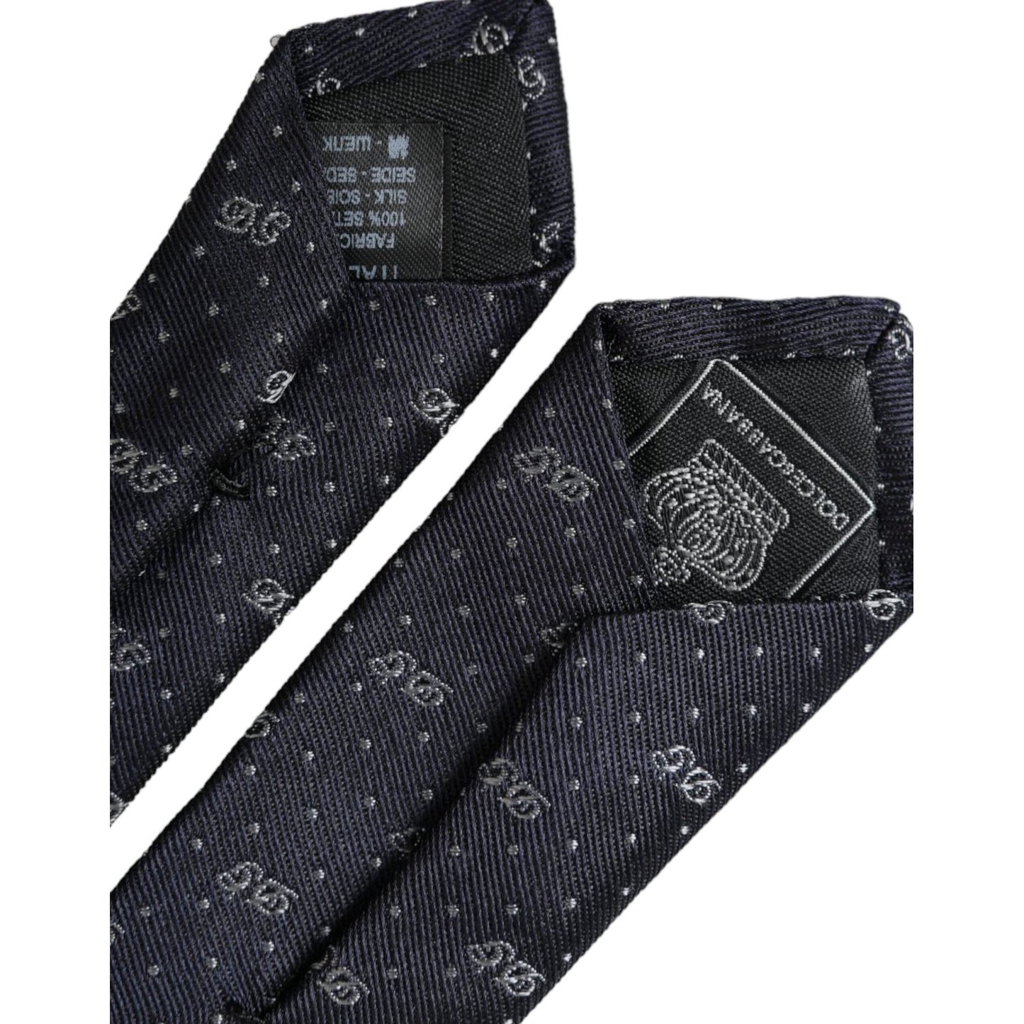 Dolce & Gabbana Blue DG Logo 100% Silk Adjustable Tie KRA3291
