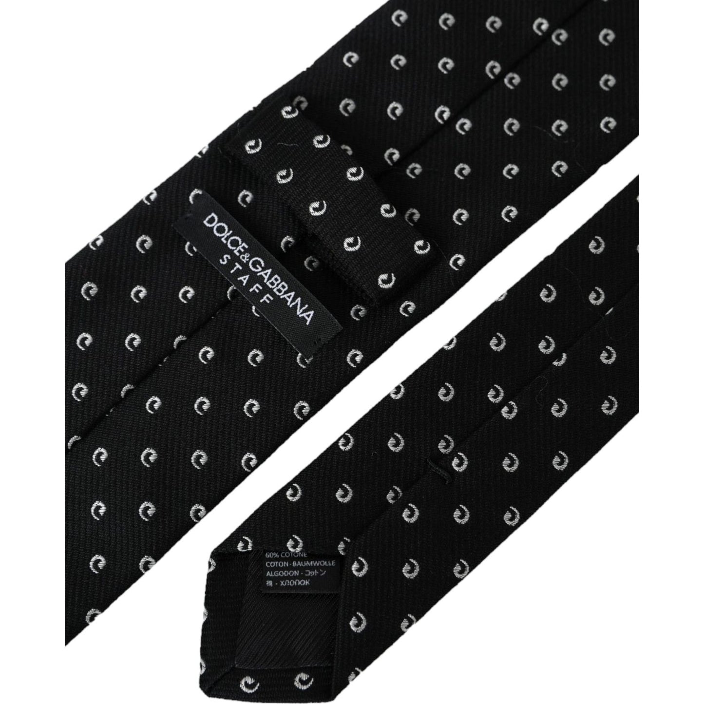 Dolce & Gabbana Black Logo Cotton Blend Adjustable Tie KRA3294