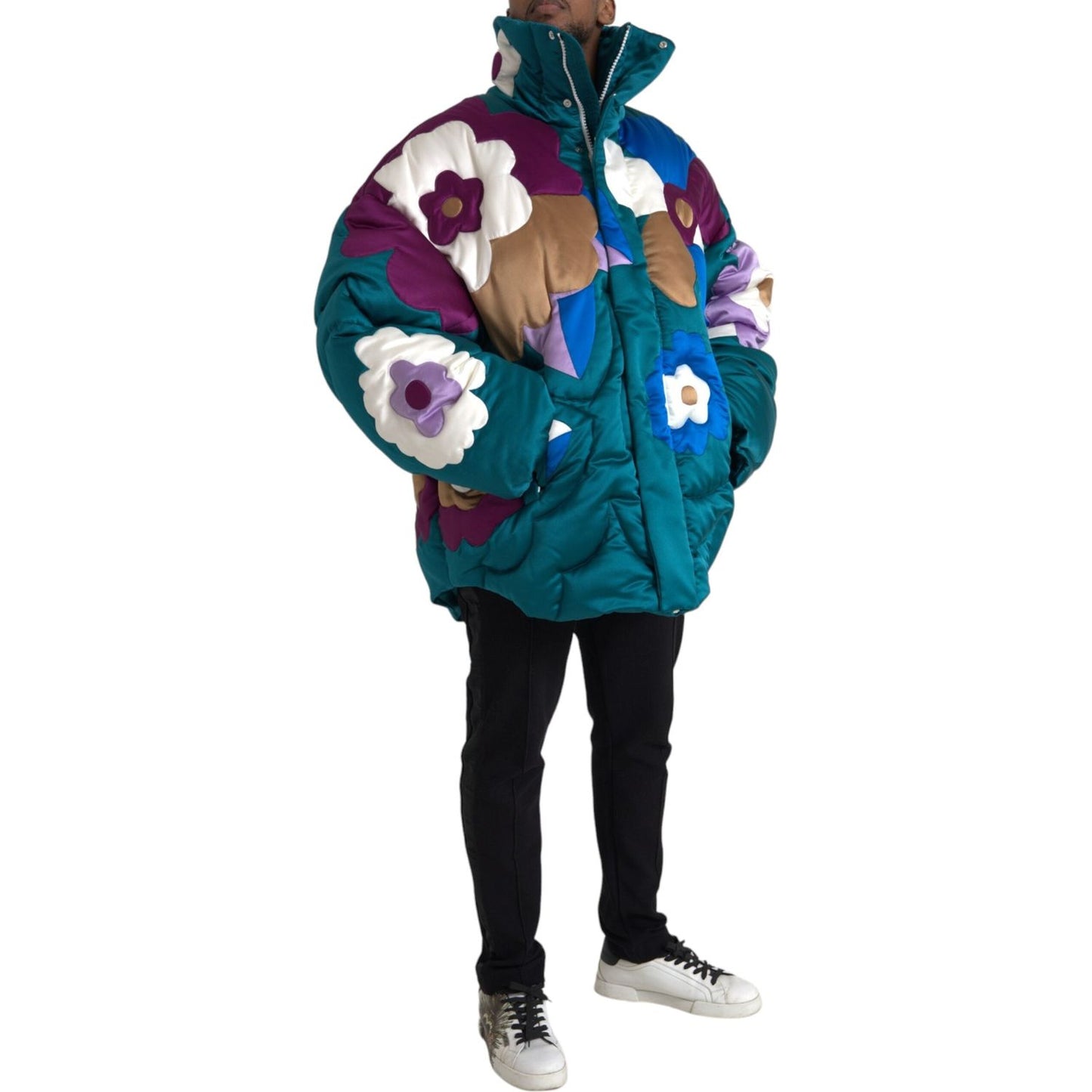 Dolce & Gabbana Multicolor Floral Windbreaker Puffer Jacket JKT3829-52