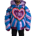 Dolce & Gabbana Multicolor Heart Logo Hooded Puffer Jacket JKT3833-52