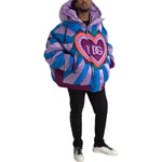 Dolce & Gabbana Multicolor Heart Logo Hooded Puffer Jacket JKT3833-52